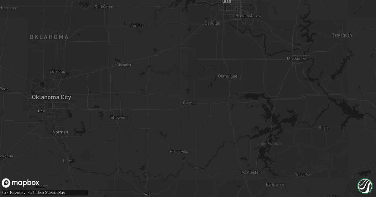 Hail map in Okemah, OK on June 12, 2026