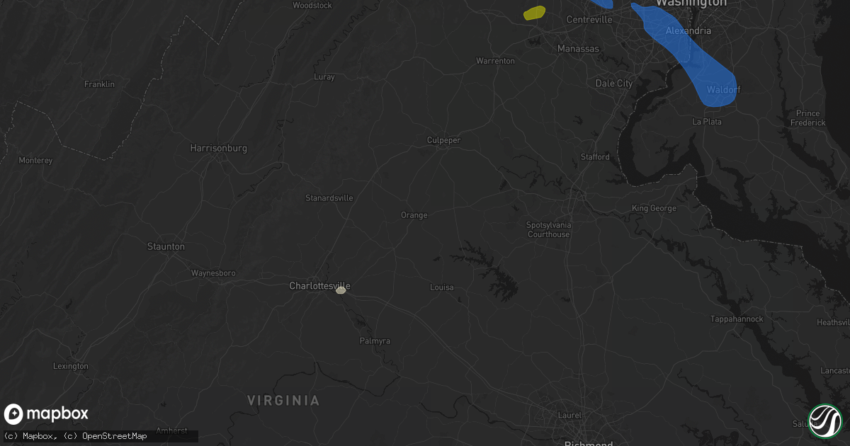 Hail map in Orange, VA on June 12, 2026