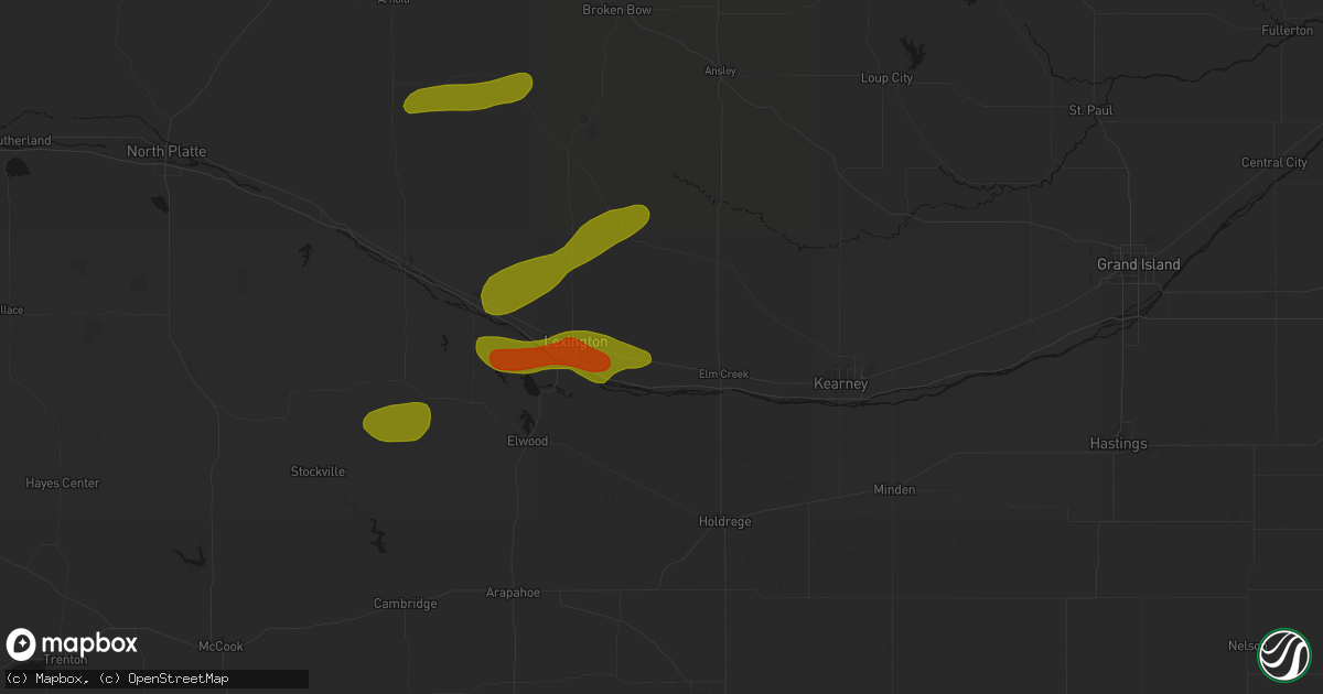 Hail map in Overton, NE on June 12, 2026