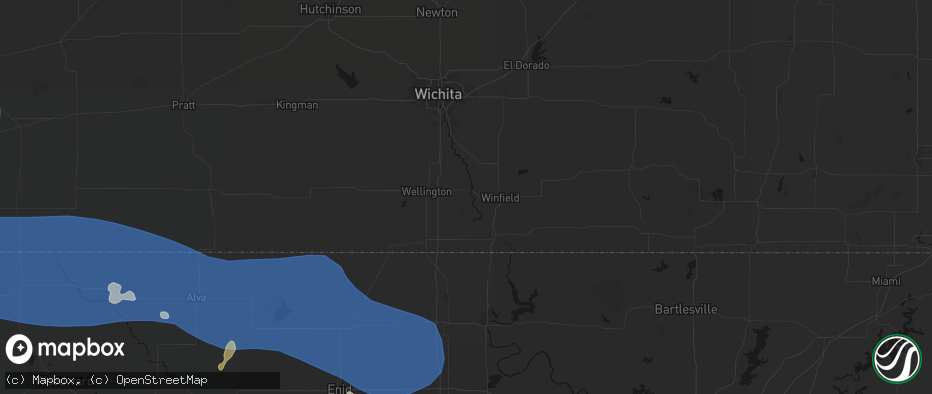 Hail map in Oxford, KS on June 12, 2026