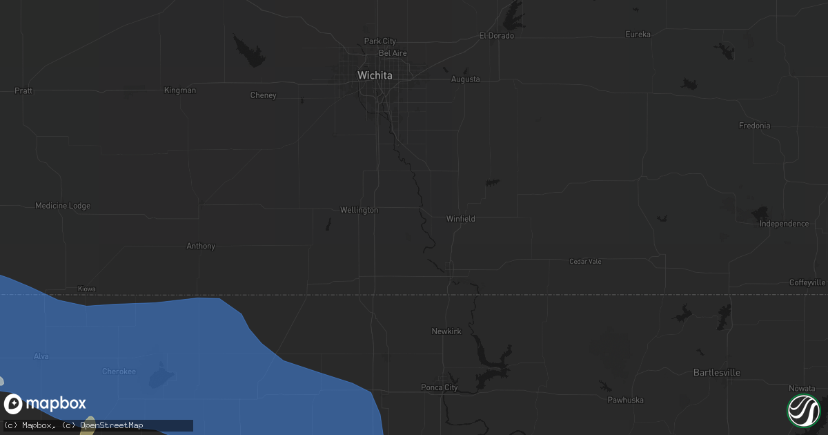 Hail map in Oxford, KS on June 12, 2026