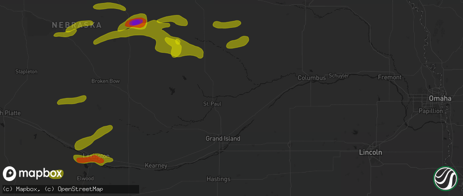 Hail map in Palmer, NE on June 12, 2026