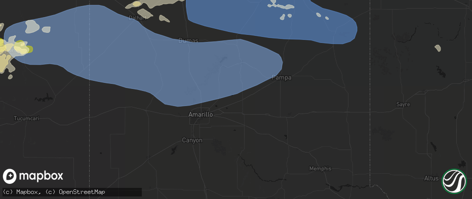 Hail map in Panhandle, TX on June 12, 2026
