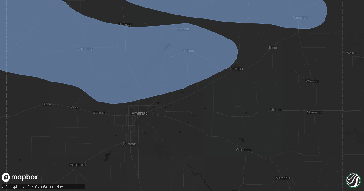 Hail map in Panhandle, TX on June 12, 2026