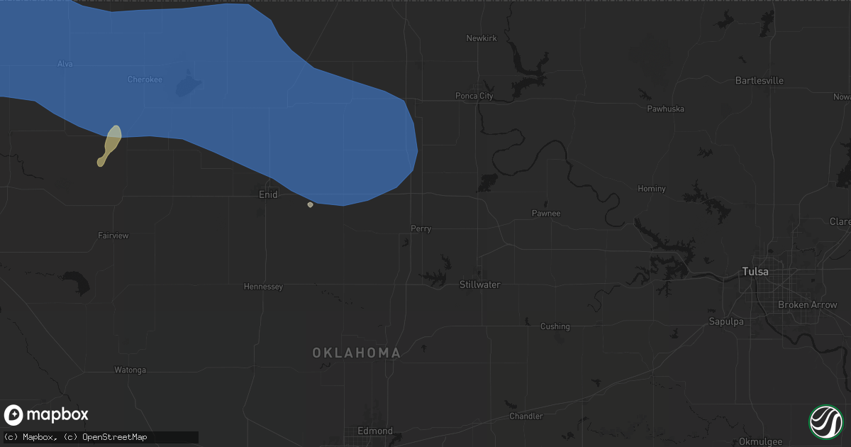 Hail map in Perry, OK on June 12, 2026