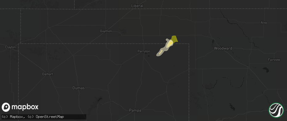 Hail map in Perryton, TX on June 12, 2026