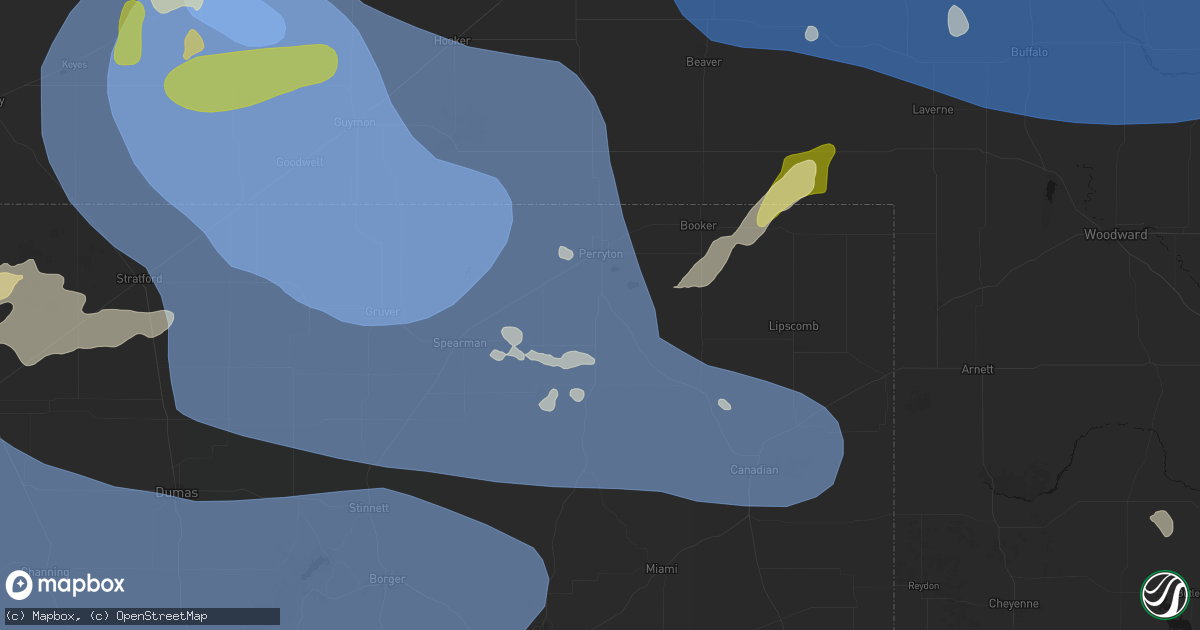Hail map in Perryton, TX on June 12, 2026