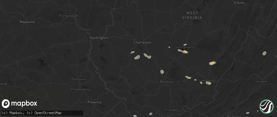 Hail map in Peytona, WV on June 12, 2026