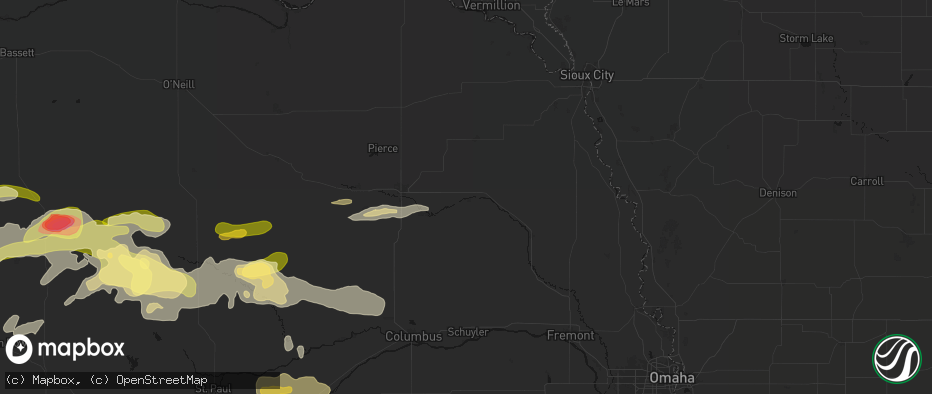 Hail map in Pilger, NE on June 12, 2026