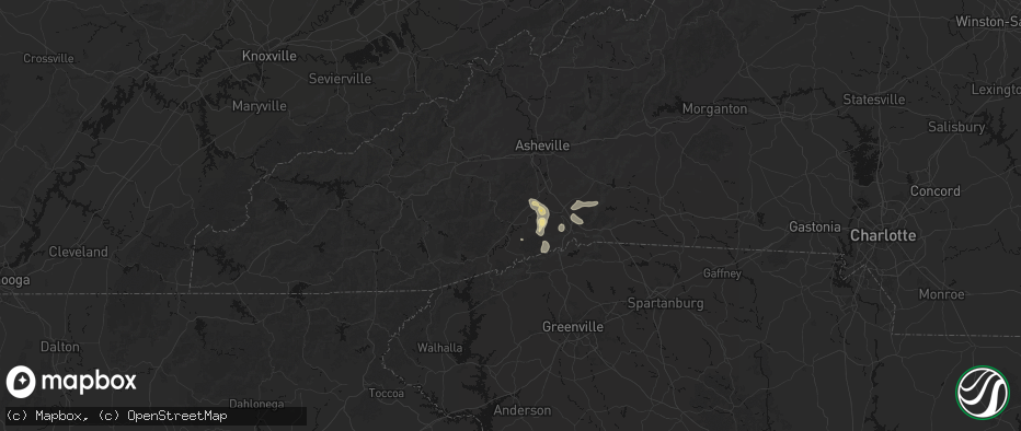 Hail map in Pisgah Forest, NC on June 12, 2026