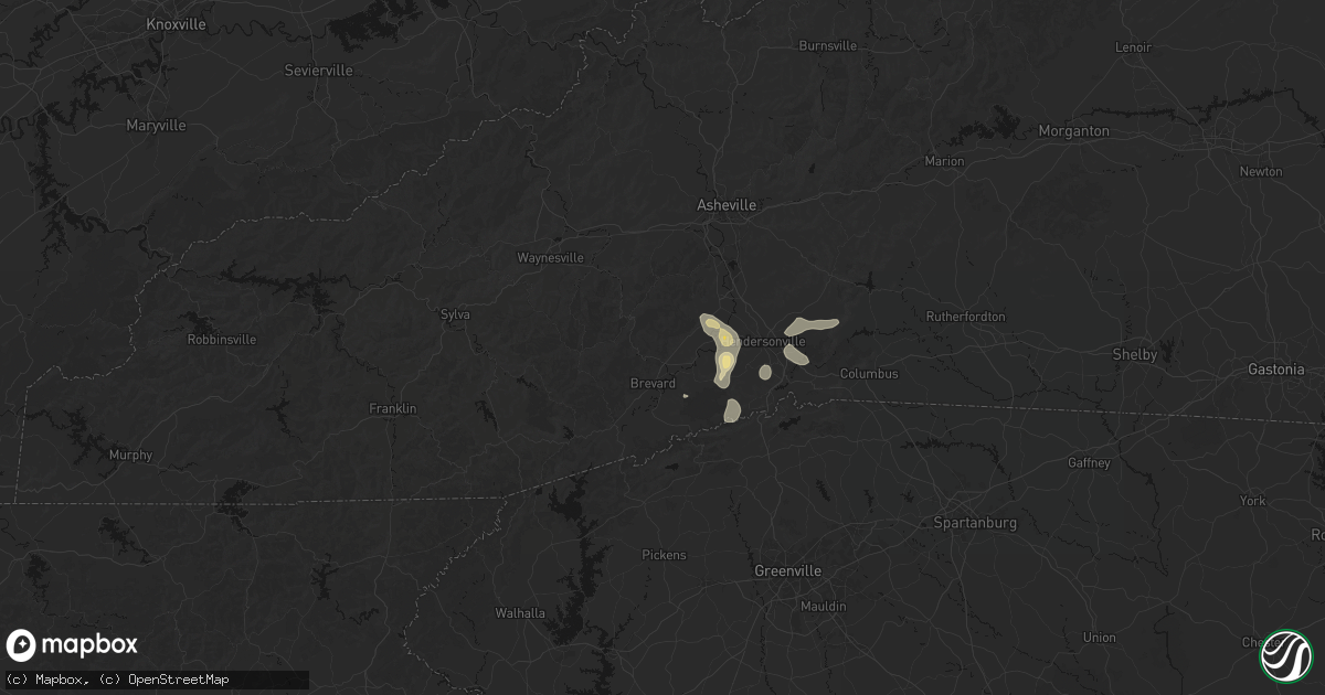 Hail map in Pisgah Forest, NC on June 12, 2026