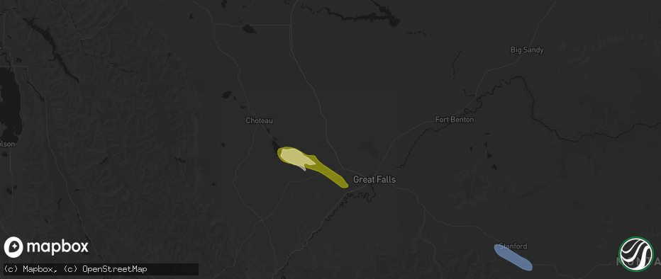 Hail map in Power, MT on June 12, 2026
