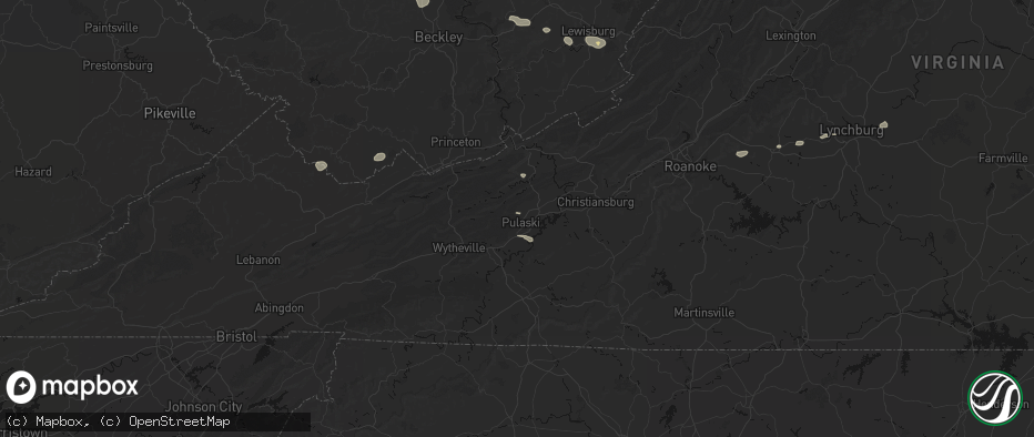 Hail map in Pulaski, VA on June 12, 2026