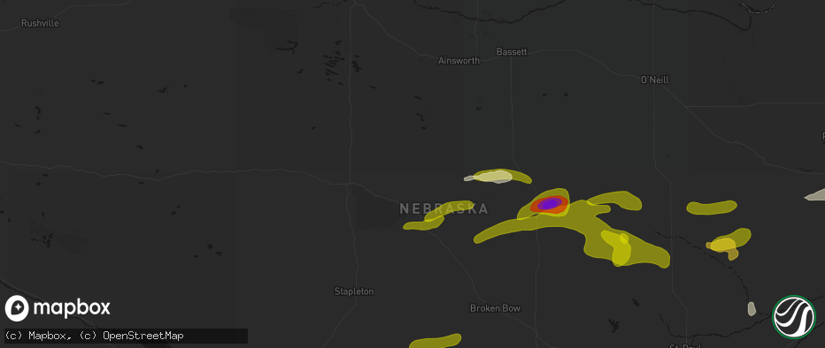 Hail map in Purdum, NE on June 12, 2026
