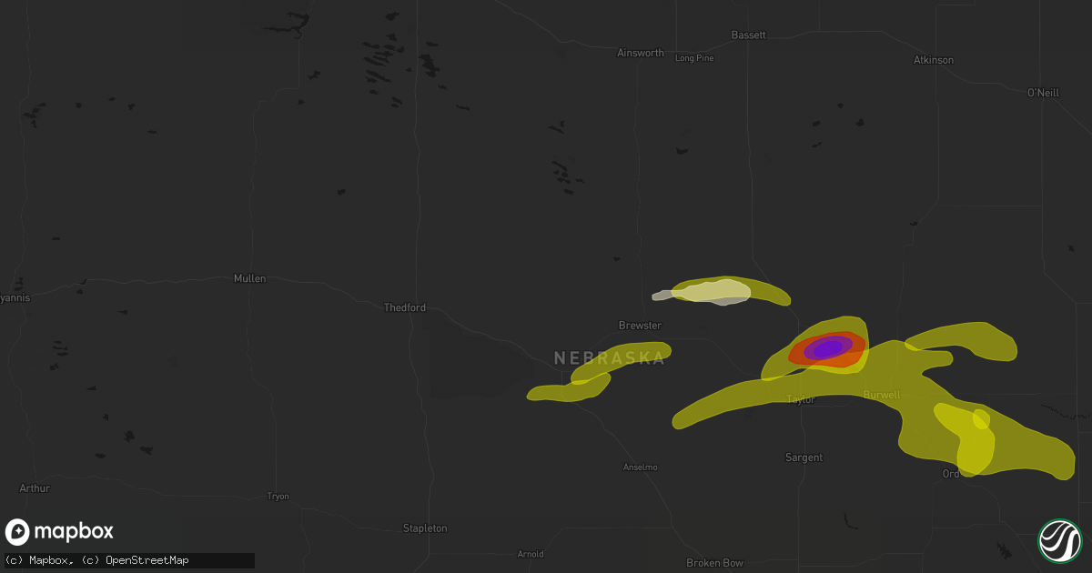 Hail map in Purdum, NE on June 12, 2026