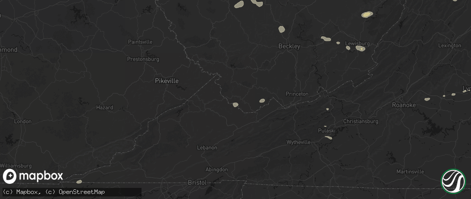 Hail map in Raysal, WV on June 12, 2026