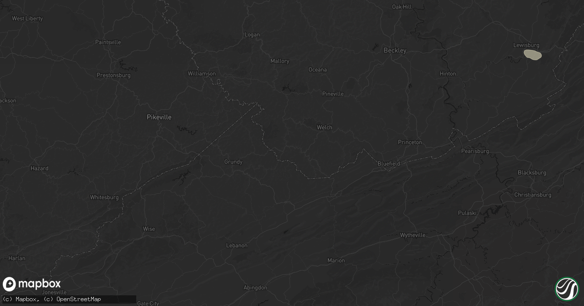 Hail map in Raysal, WV on June 12, 2026