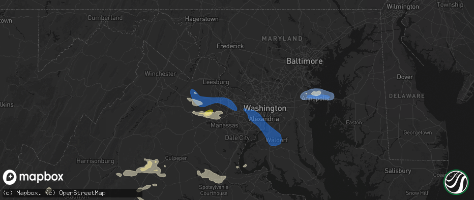 Hail map in Reston, VA on June 12, 2026