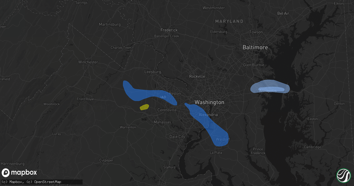 Hail map in Reston, VA on June 12, 2026
