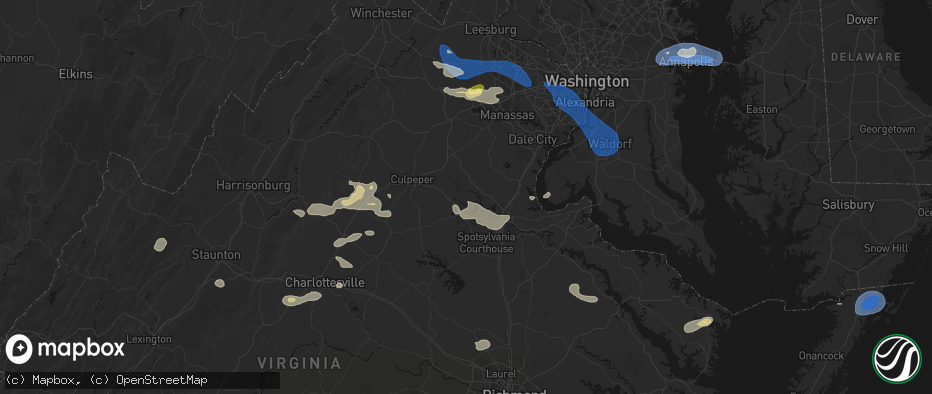 Hail map in Richardsville, VA on June 12, 2026