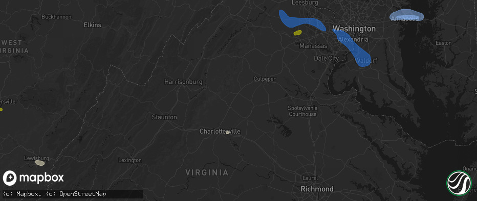 Hail map in Rochelle, VA on June 12, 2026