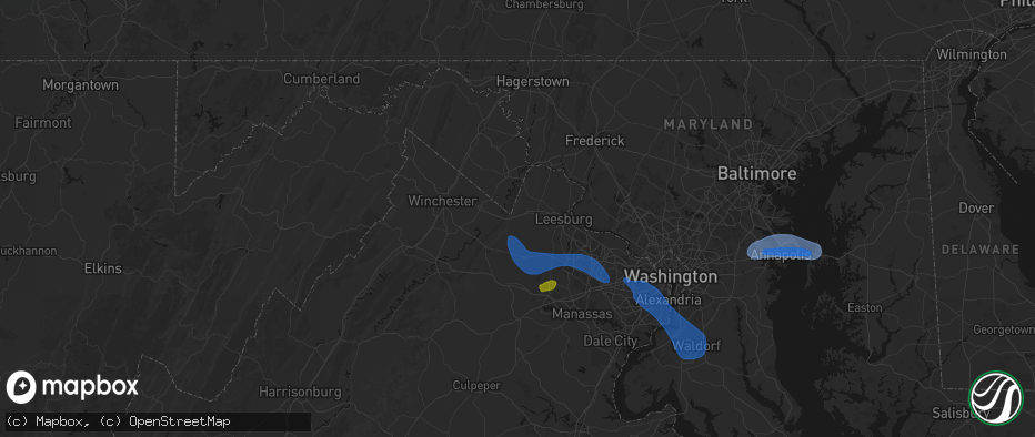Hail map in Round Hill, VA on June 12, 2026