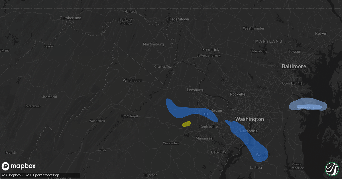 Hail map in Round Hill, VA on June 12, 2026