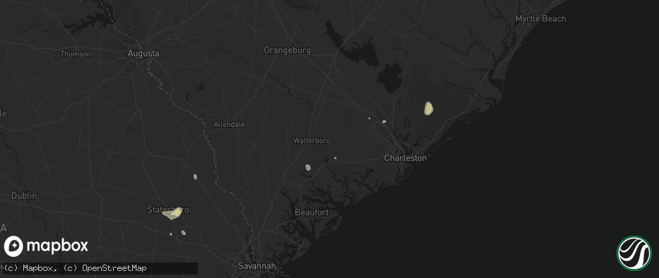Hail map in Round O, SC on June 12, 2026