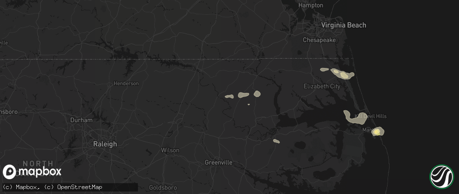 Hail map in Roxobel, NC on June 12, 2026