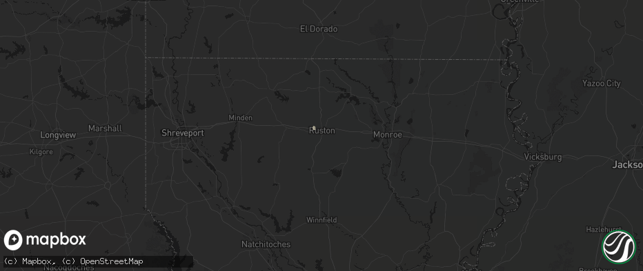 Hail map in Ruston, LA on June 12, 2026