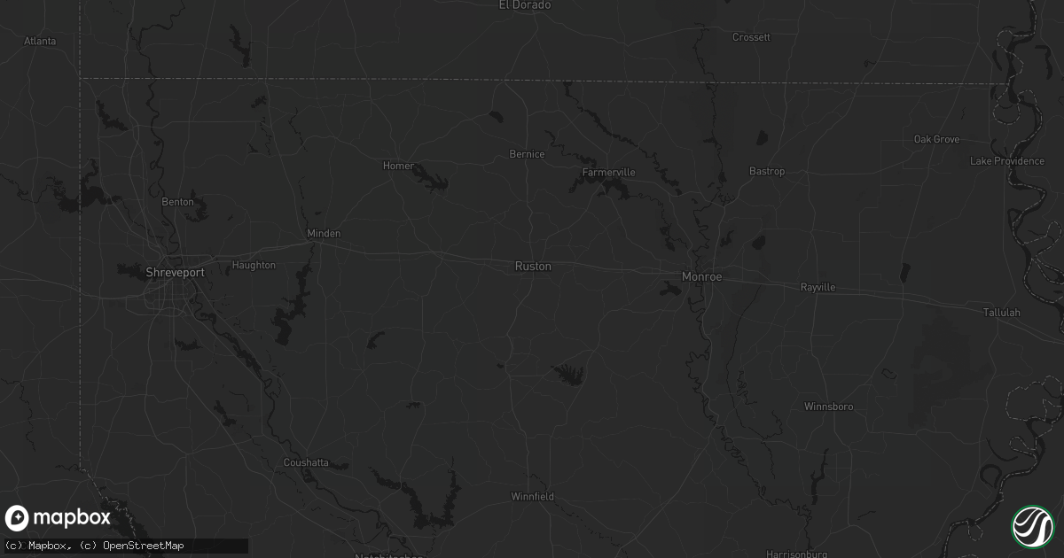 Hail map in Ruston, LA on June 12, 2026