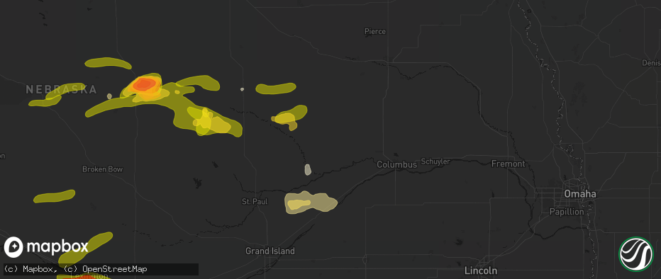 Hail map in Saint Edward, NE on June 12, 2026