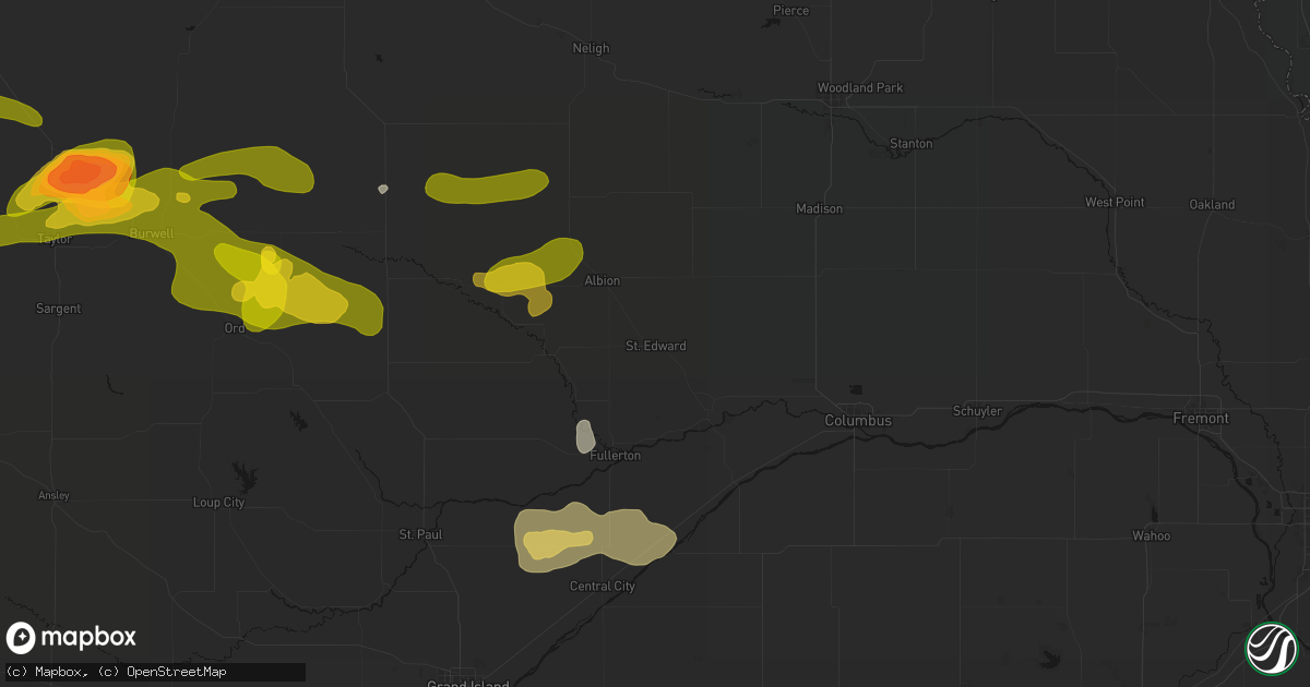 Hail map in Saint Edward, NE on June 12, 2026