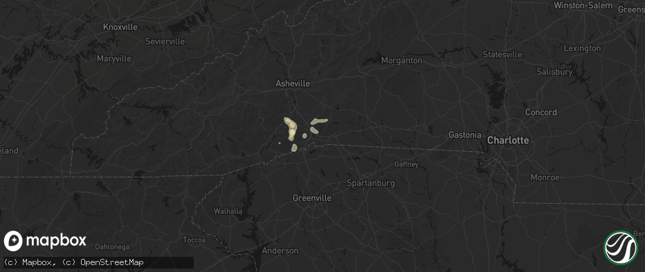 Hail map in Saluda, NC on June 12, 2026