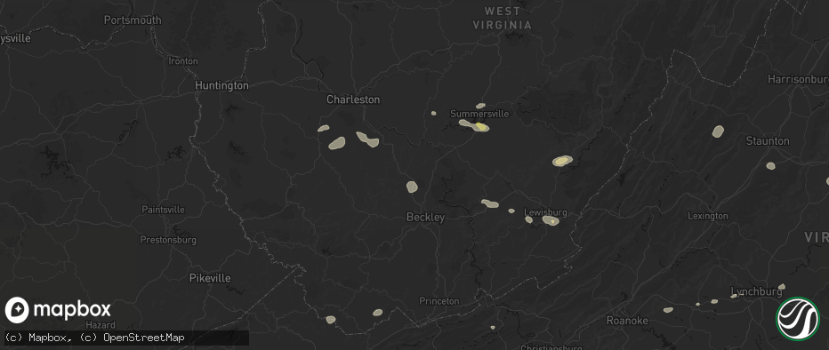 Hail map in Scarbro, WV on June 12, 2026