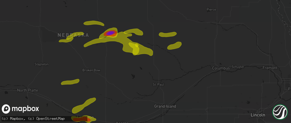 Hail map in Scotia, NE on June 12, 2026