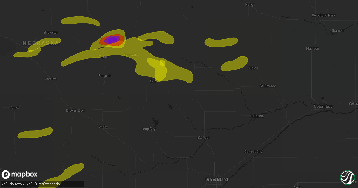 Hail map in Scotia, NE on June 12, 2026