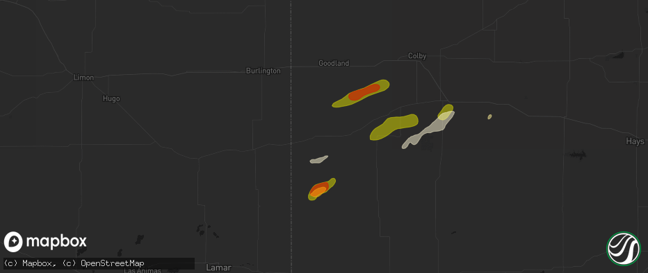 Hail map in Sharon Springs, KS on June 12, 2026