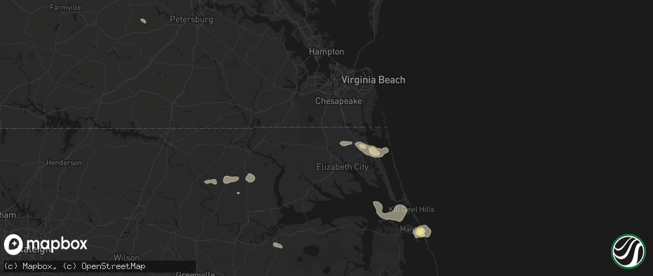 Hail map in South Mills, NC on June 12, 2026