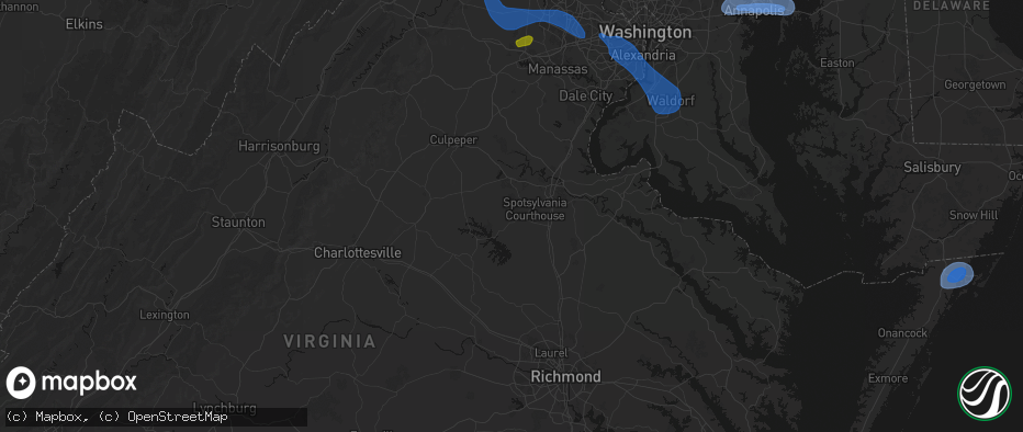Hail map in Spotsylvania, VA on June 12, 2026