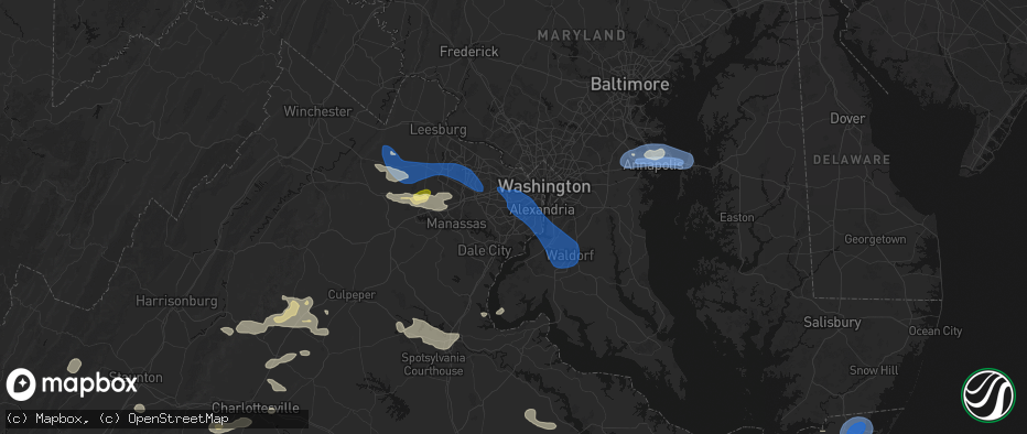 Hail map in Springfield, VA on June 12, 2026