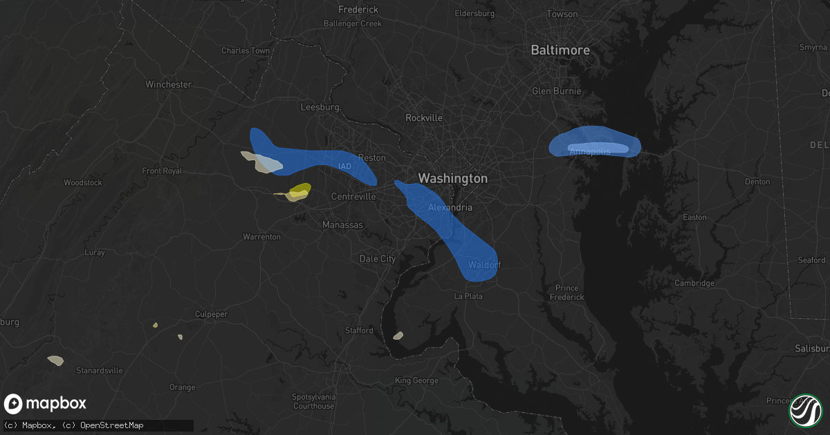 Hail map in Springfield, VA on June 12, 2026