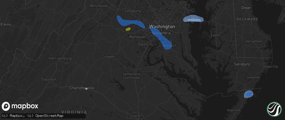 Hail map in Stafford, VA on June 12, 2026