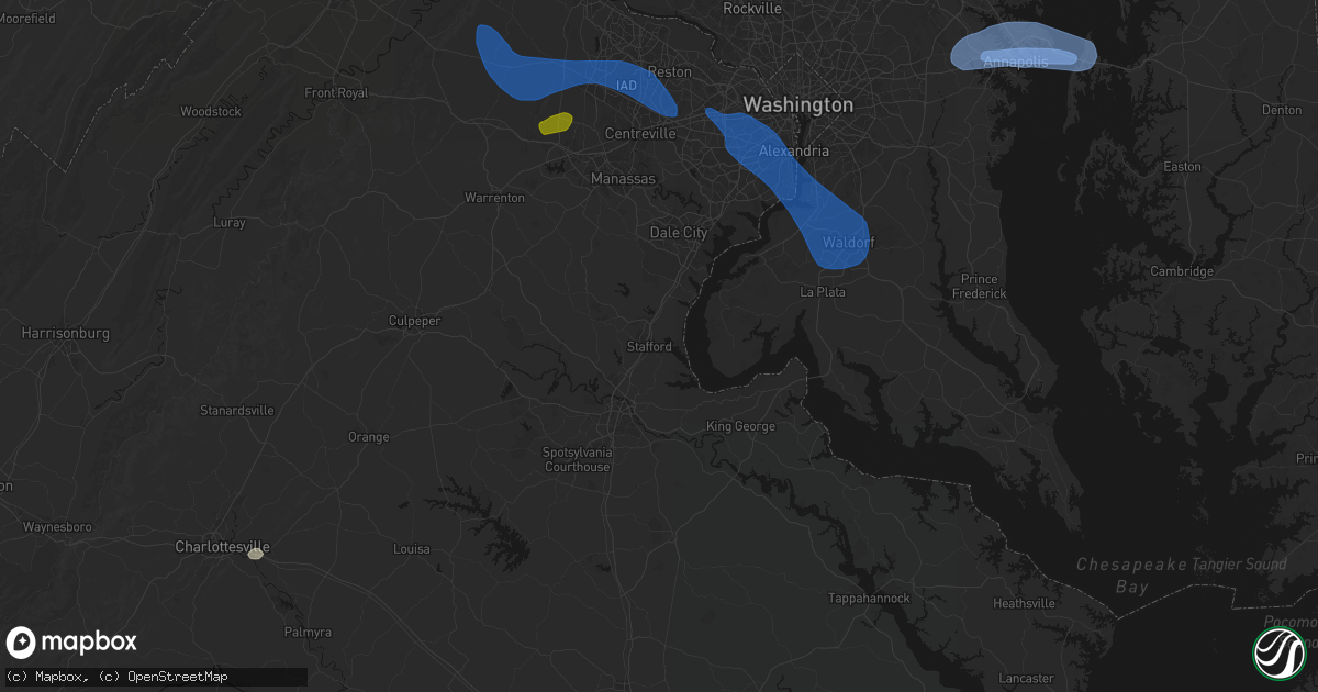 Hail map in Stafford, VA on June 12, 2026