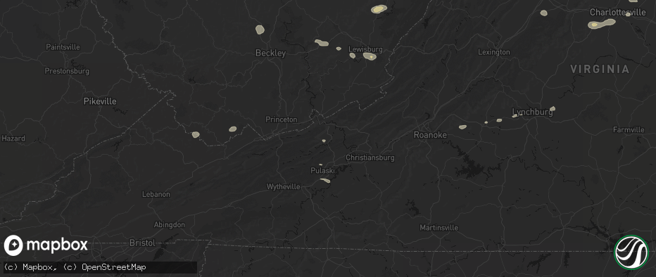 Hail map in Staffordsville, VA on June 12, 2026