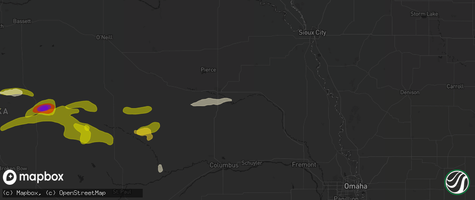 Hail map in Stanton, NE on June 12, 2026