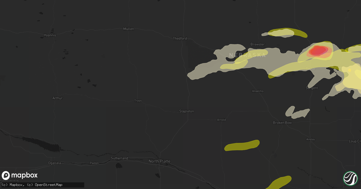Hail map in Stapleton, NE on June 12, 2026