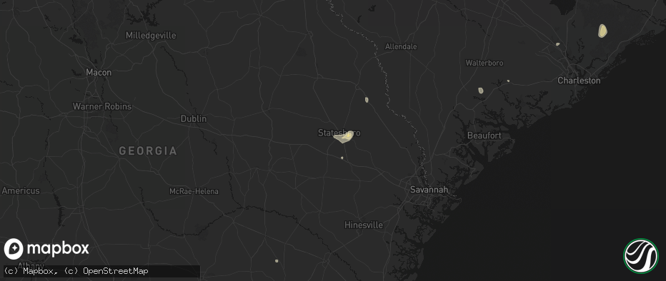 Hail map in Statesboro, GA on June 12, 2026