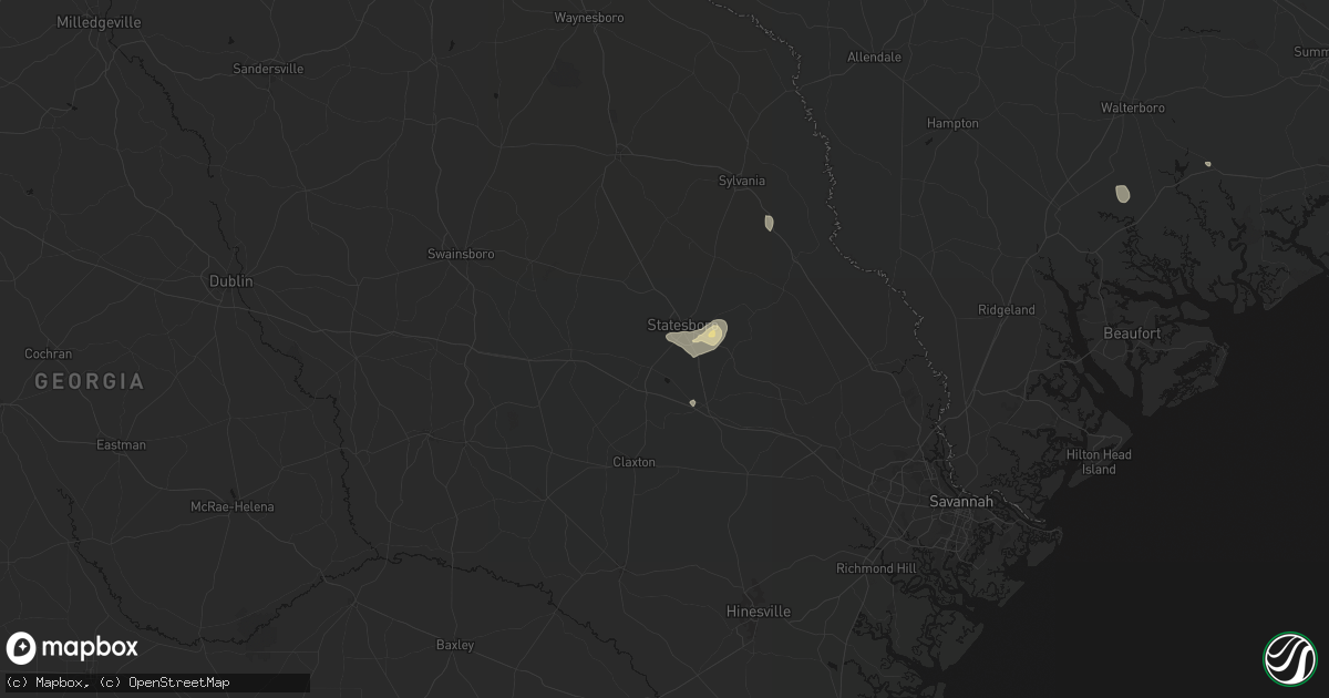 Hail map in Statesboro, GA on June 12, 2026