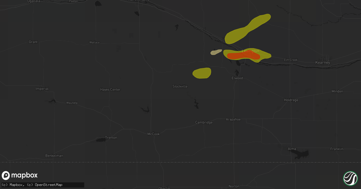 Hail map in Stockville, NE on June 12, 2026